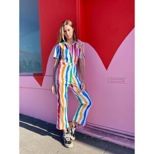 Nooworks Coveralls in Salvation Stripe Size Large Rainbow - Made in USA